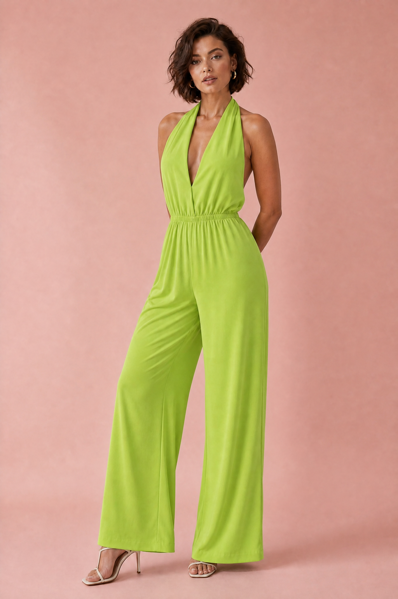 Combinaison col halter dos nu | Variante Vert | Lounelle Paris