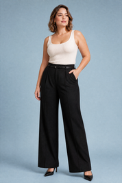 Pantalon large taille haute | Porté sur une autre silhouette | Lounelle Paris