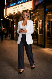 Blazer ajusté à col tailleur | Variante Blanc - Lifestyle | Lounelle Paris
