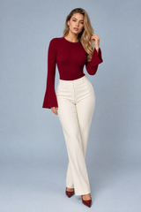 Flared short sleeve top