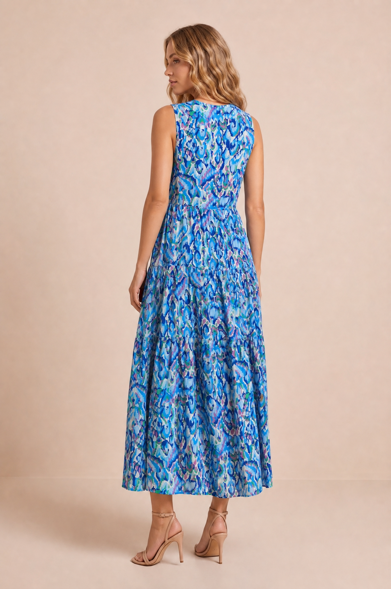 Robe imprimée col V franges | Vue de dos | Lounelle Paris