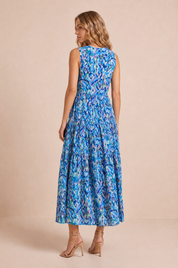 Robe imprimée col V franges | Vue de dos | Lounelle Paris