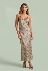 Leopard Open-Back Slip Maxi Dress