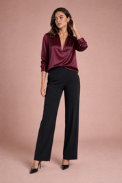 Chemise fluide col V | Variante Bordeaux | Lounelle Paris