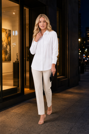 Chemise fluide à col rabattu | Variante Blanc - Lifestyle | Lounelle Paris