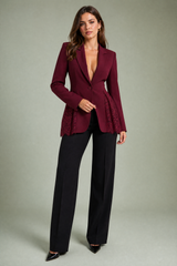 Fitted Lace-Panel Blazer