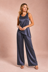 Asymmetric Sleeveless Wide-Leg Pants Set