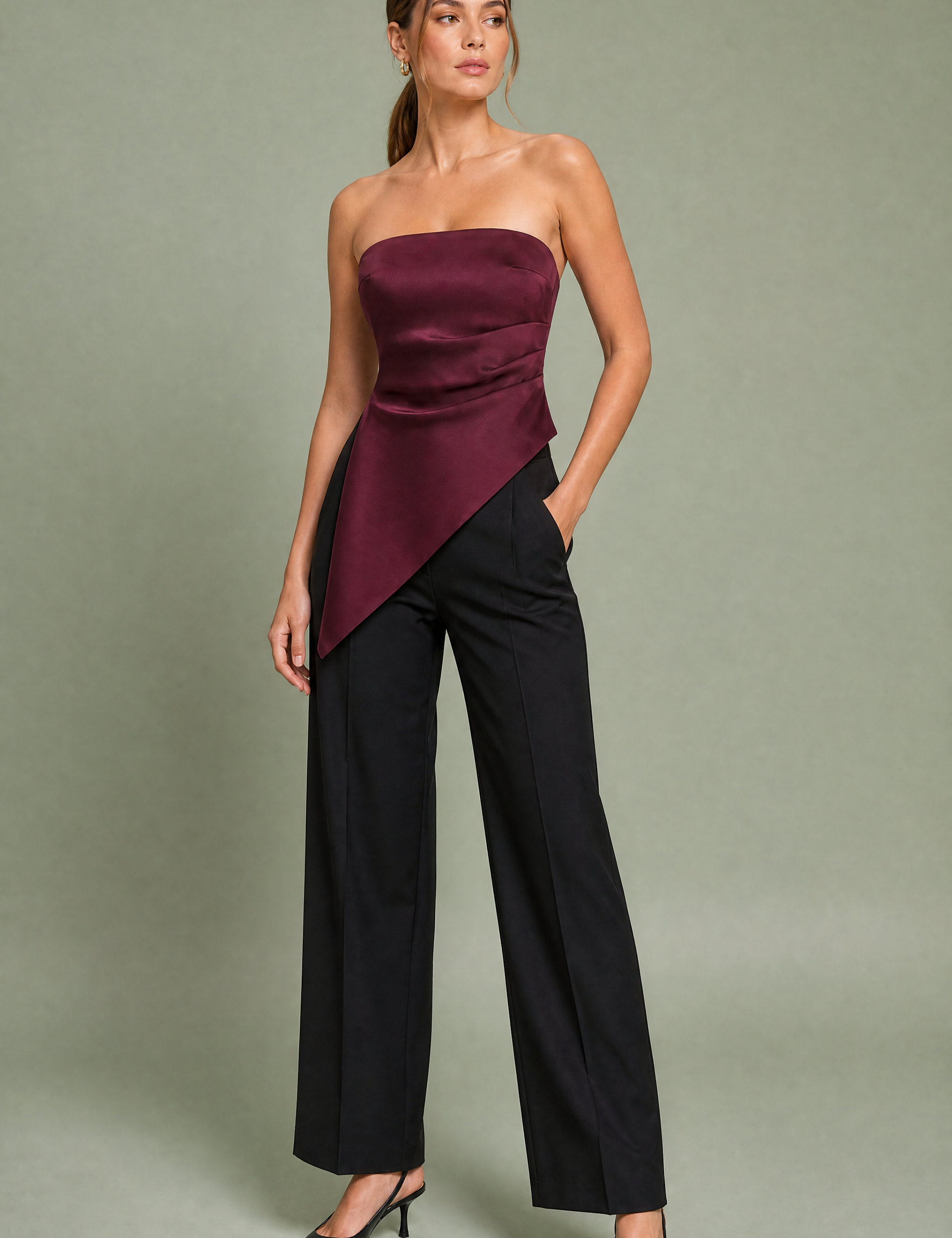 Top bustier froncé asymétrique | Vue de face | Lounelle Paris