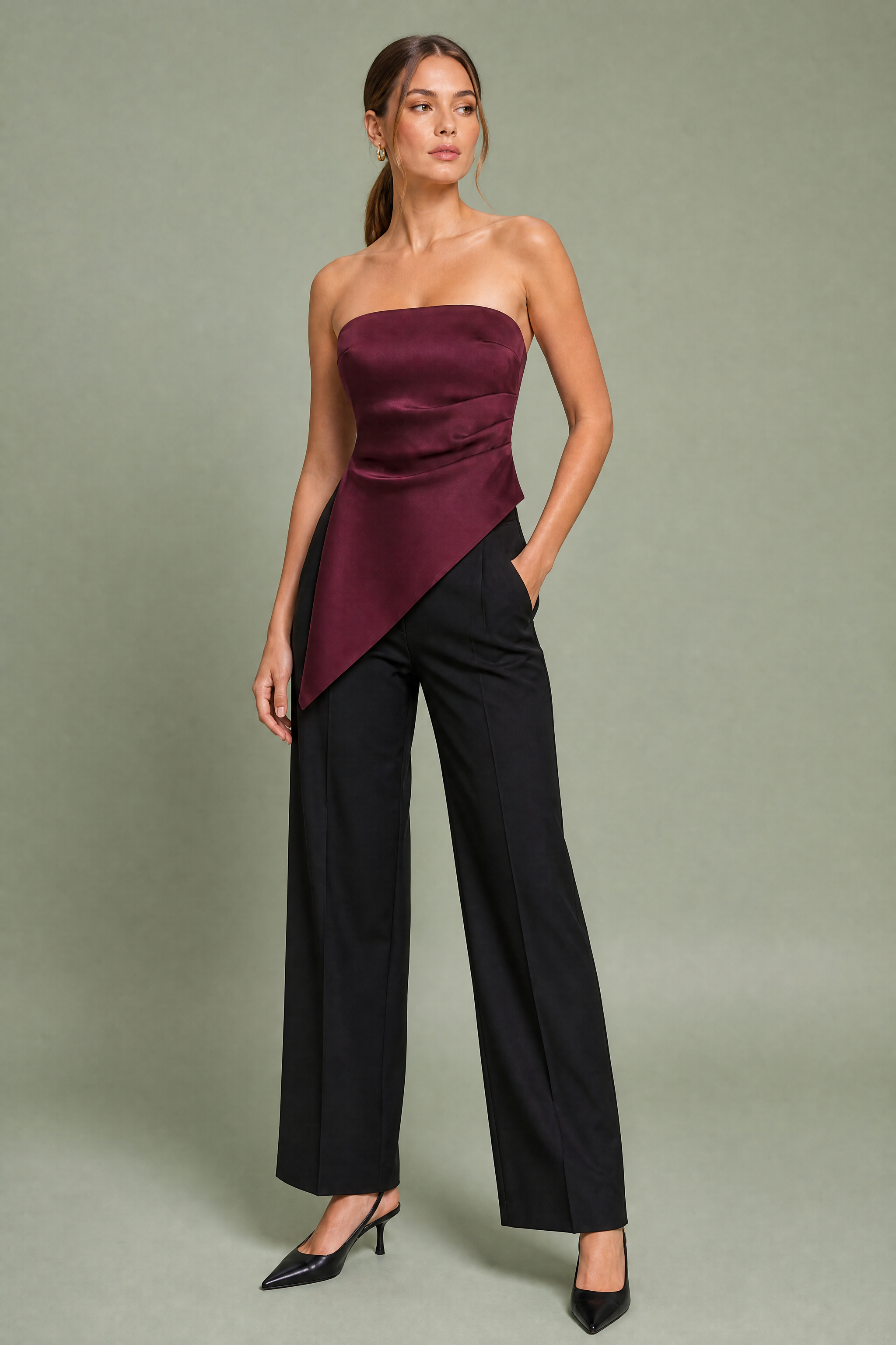 Top bustier froncé asymétrique | Vue de face | Lounelle Paris