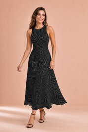 Robe longue à pois dos nu | Vue en mouvement | Lounelle Paris