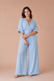Combinaison col V taille haute | Porté sur une autre silhouette | Lounelle Paris