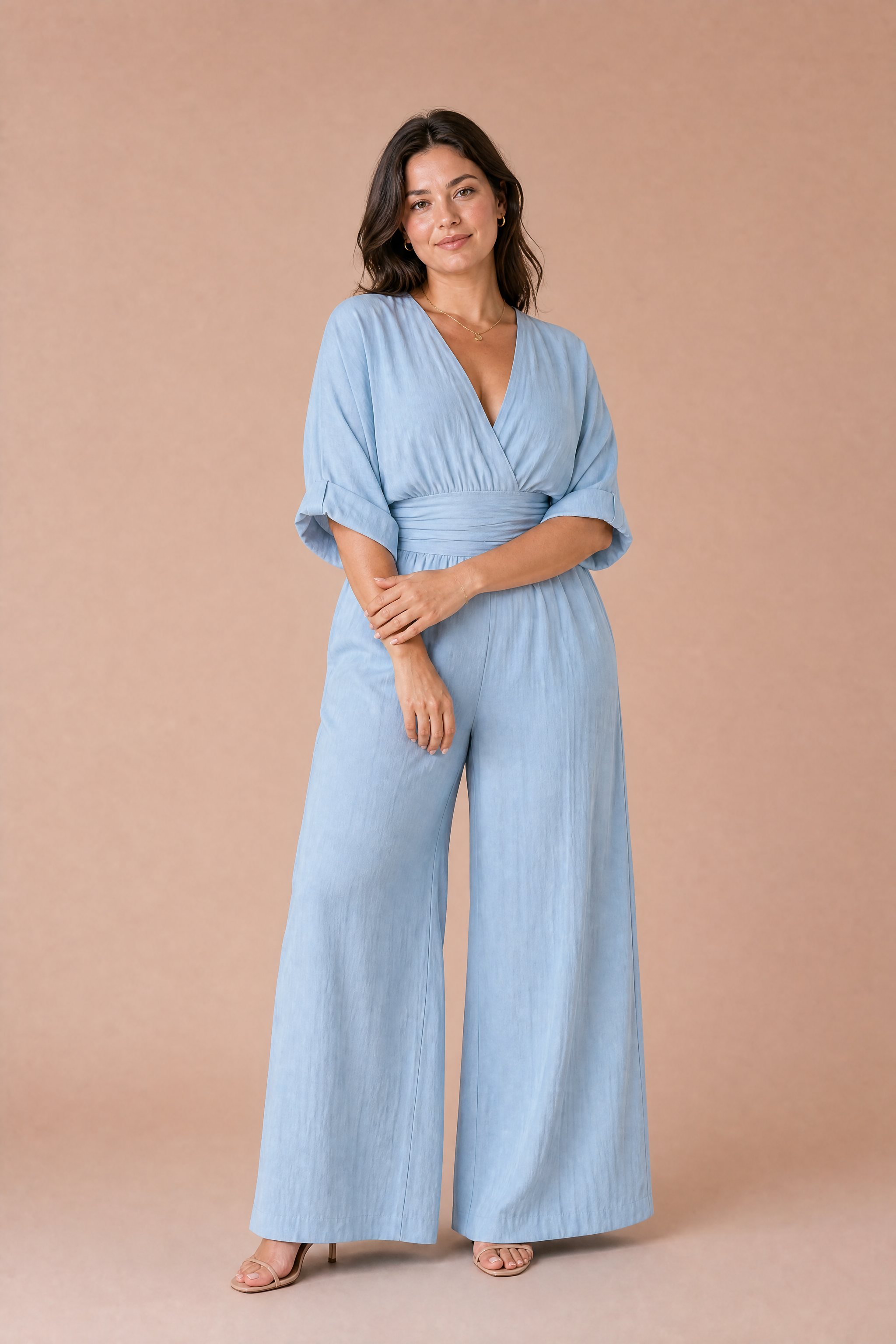 Combinaison col V taille haute | Porté sur une autre silhouette | Lounelle Paris