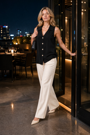 Blouse sansmanches col en V | Variante Noir - Lifestyle | Lounelle Paris