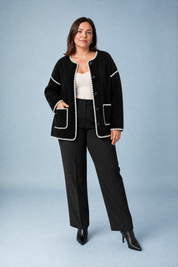 Veste polaire noire bicolore ample | Porté sur une autre silhouette | Lounelle Paris