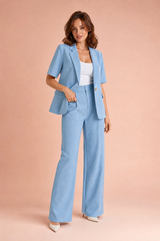Light Blue Short-Sleeve Pantsuit