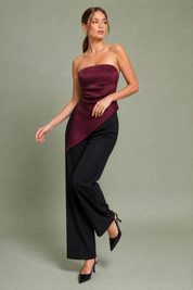 Top bustier froncé asymétrique | Vue de profil | Lounelle Paris