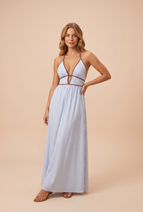 Striped Backless Maxi Dress