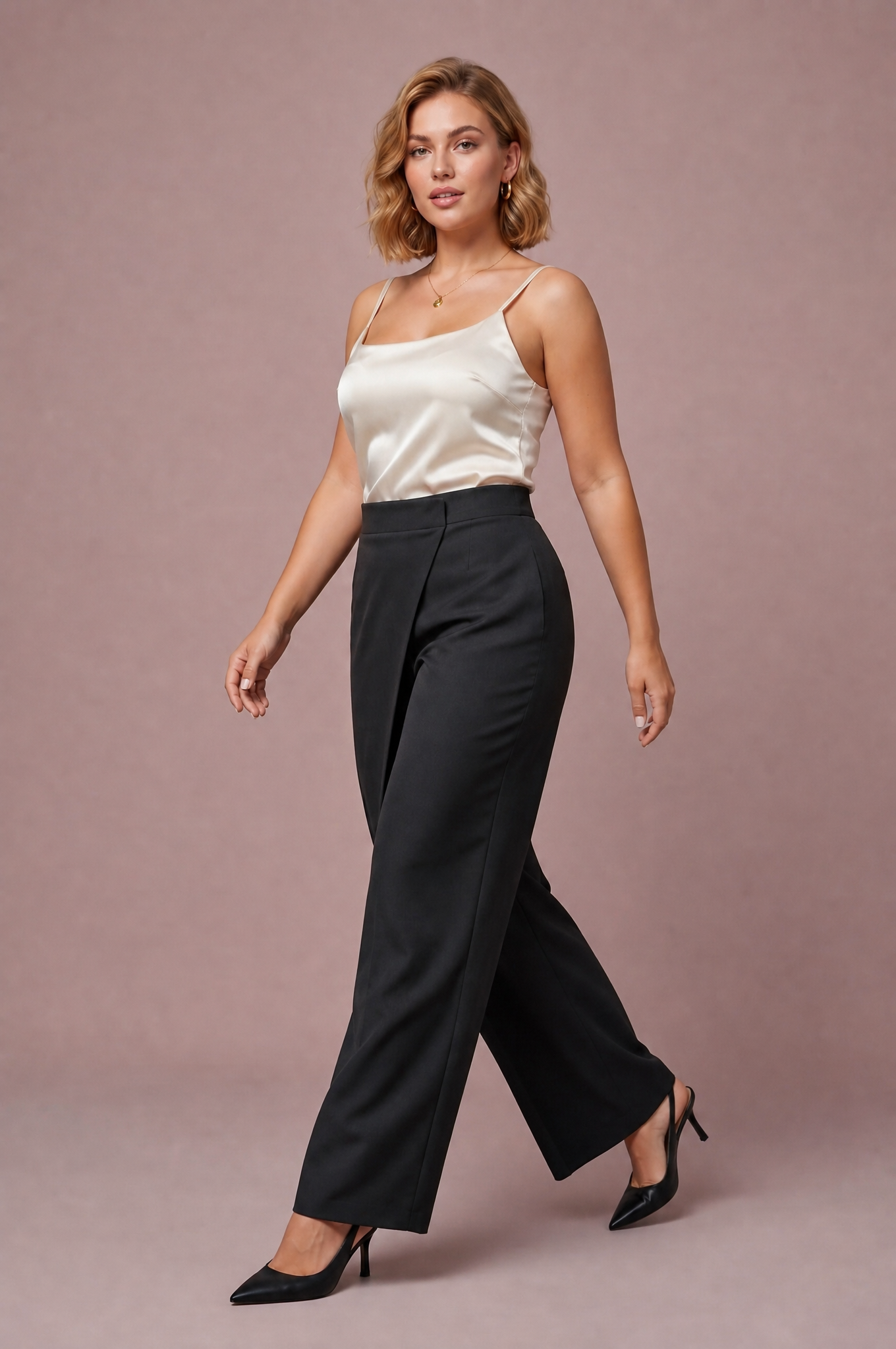 Pantalon taille haute asymétrique | Vue en mouvement | Lounelle Paris