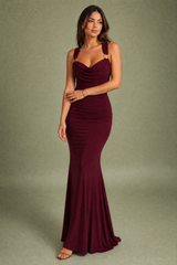 Cowl-Neck Backless Maxi Dress