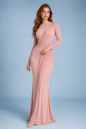 Robe longue drapée | Vue de face | Lounelle Paris