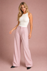 High-Waisted Striped Wide-Leg Pants