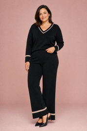 Ensemble pantalon noir bordures contrastées | Porté sur une autre silhouette | Lounelle Paris