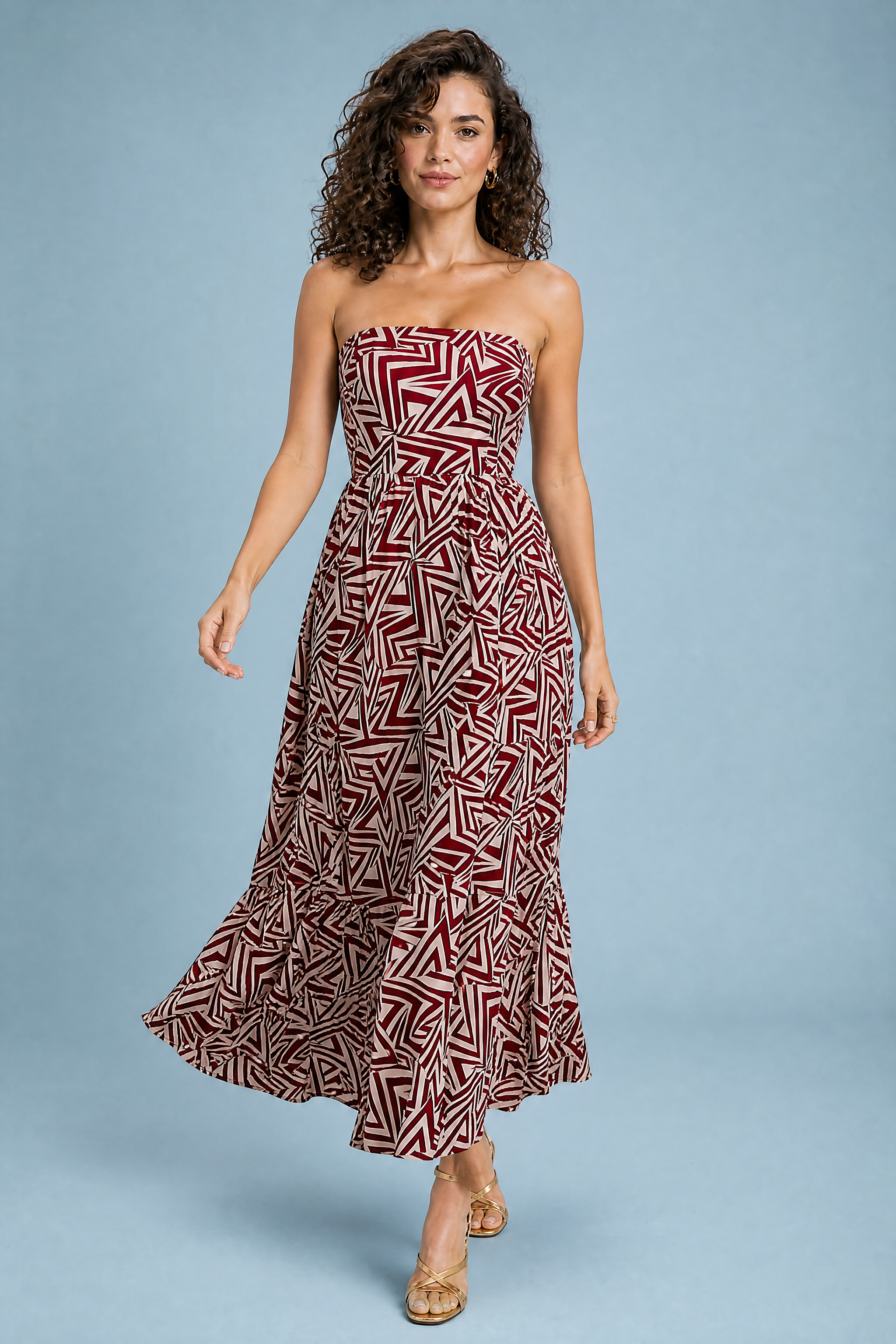 Robe longue bordeaux dos nu | Vue en mouvement | Lounelle Paris