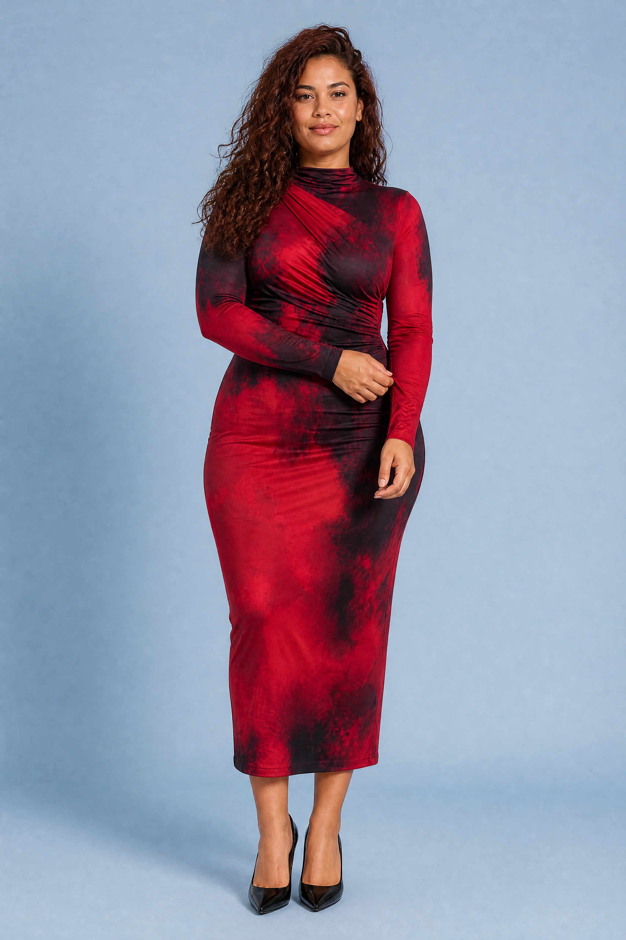 Robe longue rouge moulante | Porté sur une autre silhouette | Lounelle Paris