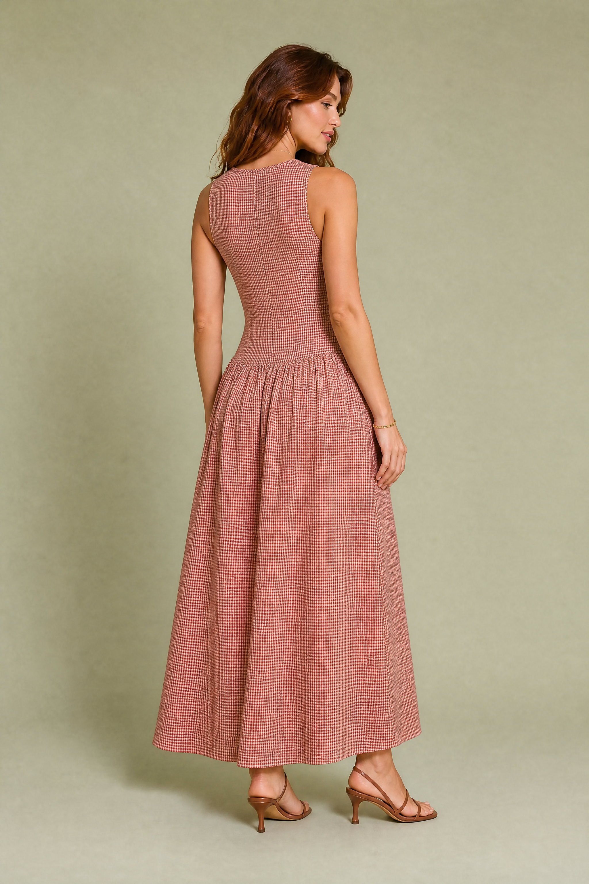 Robe longue vichy smockée | Vue de dos | Lounelle Paris
