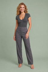 Ribbed V-Neck Knit Top