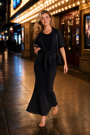 Ensemble 3 pièces beige maille ajourée | Variante Noir - Lifestyle | Lounelle Paris