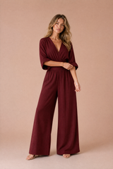 High-Waisted V-Neck Jumpsuit