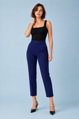 High-Waisted Straight-Leg Ankle Pants