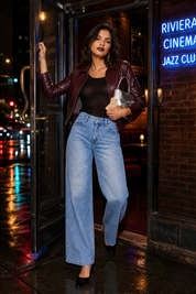 Jean large bleu clair taille mi-haute | Deuxième photo lifestyle | Lounelle Paris