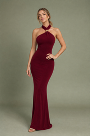 Robe longue ajustée col licou | Vue de face | Lounelle Paris