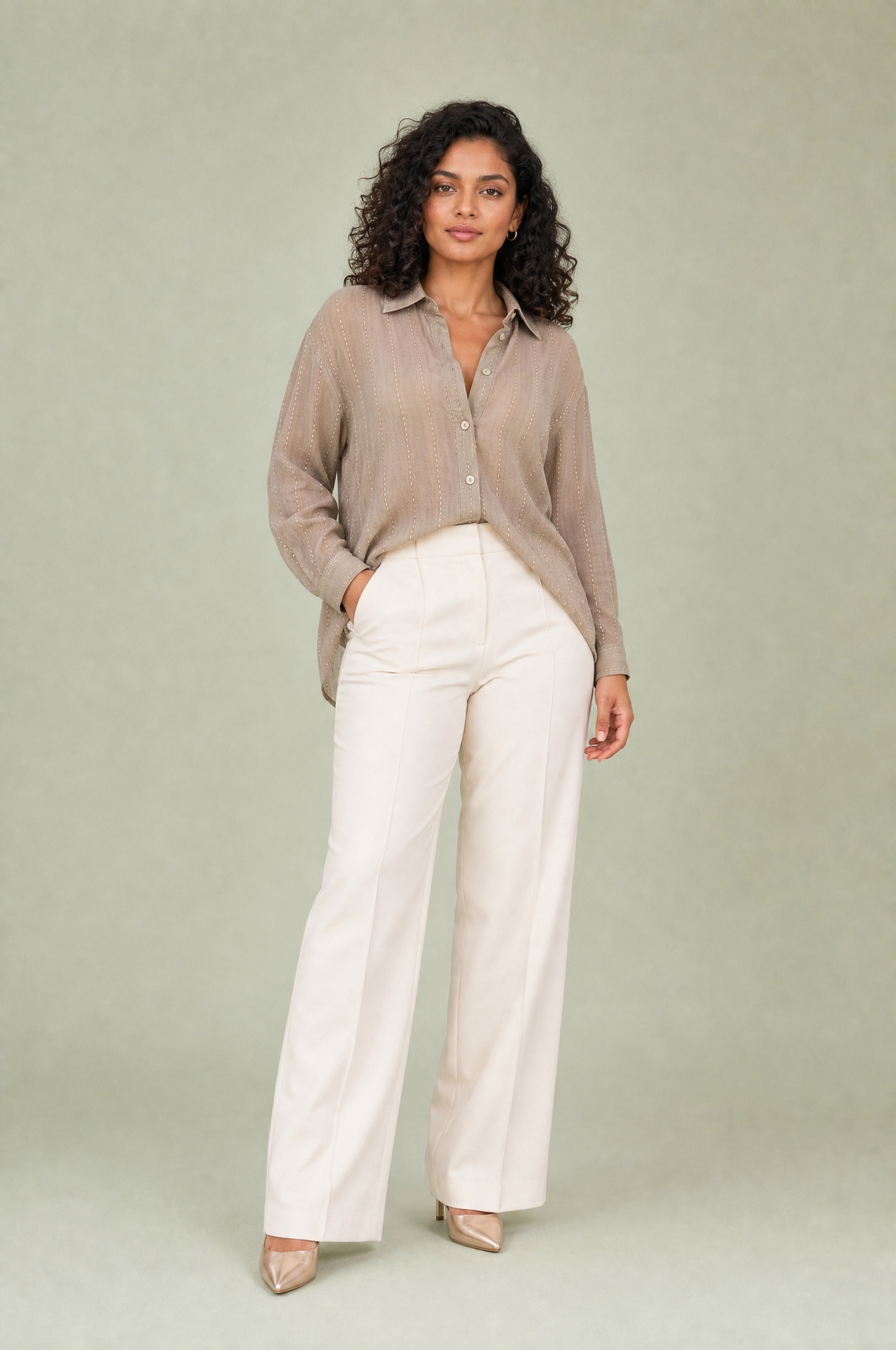 Chemise ample à lignes scintillantes | Porté sur une autre silhouette | Lounelle Paris