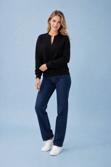 Textured V-Neck Sweatshirt
