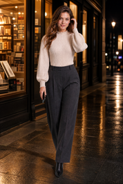 Body col volanté manches ballon | Variante Beige - Lifestyle | Lounelle Paris