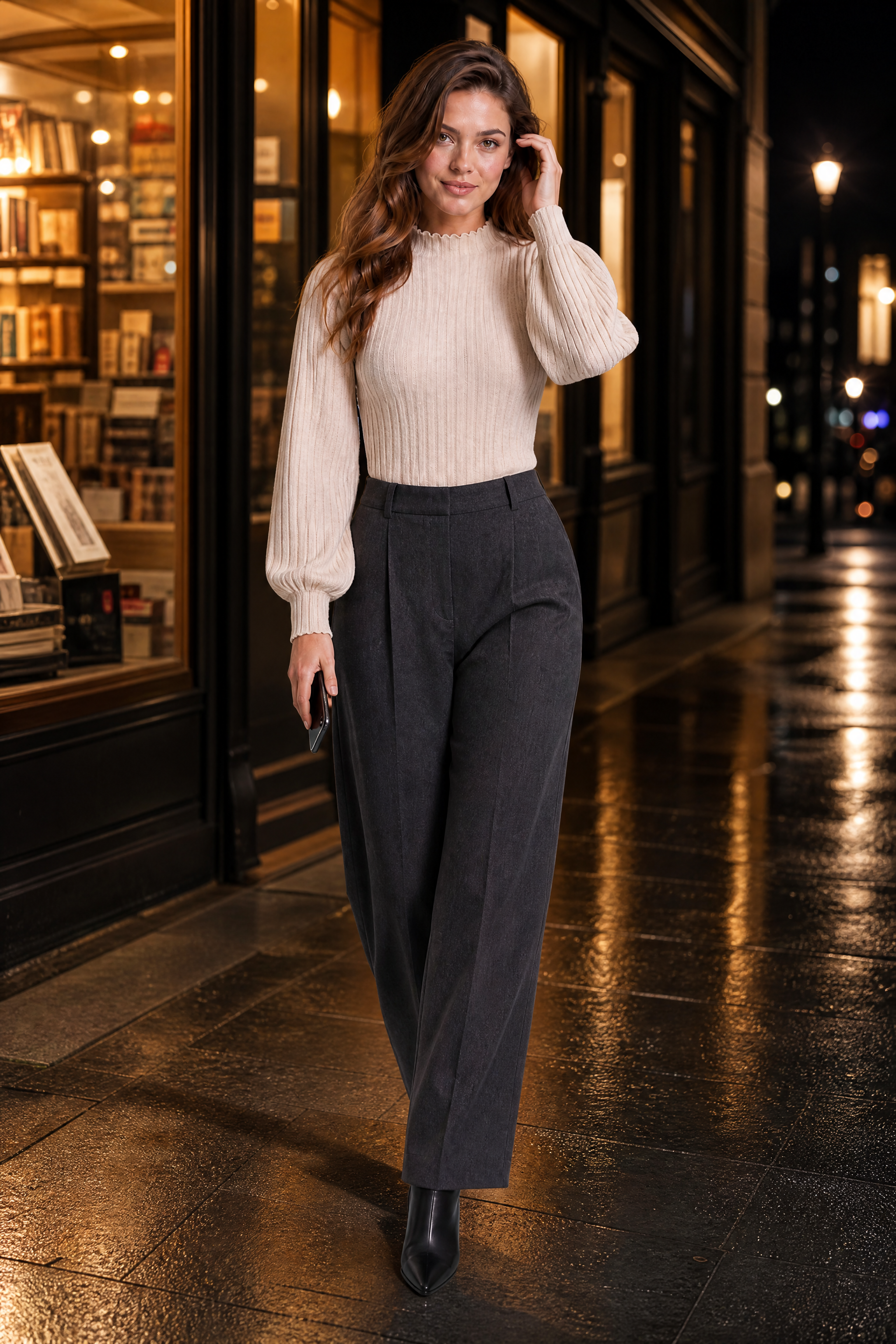 Body col volanté manches ballon | Variante Beige - Lifestyle | Lounelle Paris