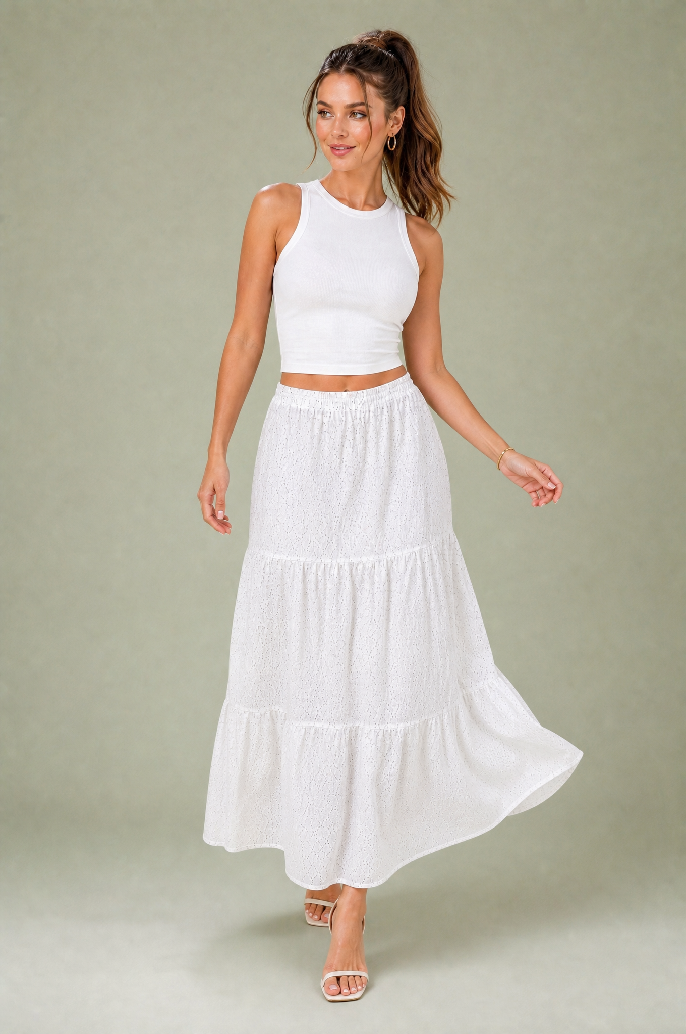 Ensemble blanc à imprimé floral | Vue en mouvement | Lounelle Paris