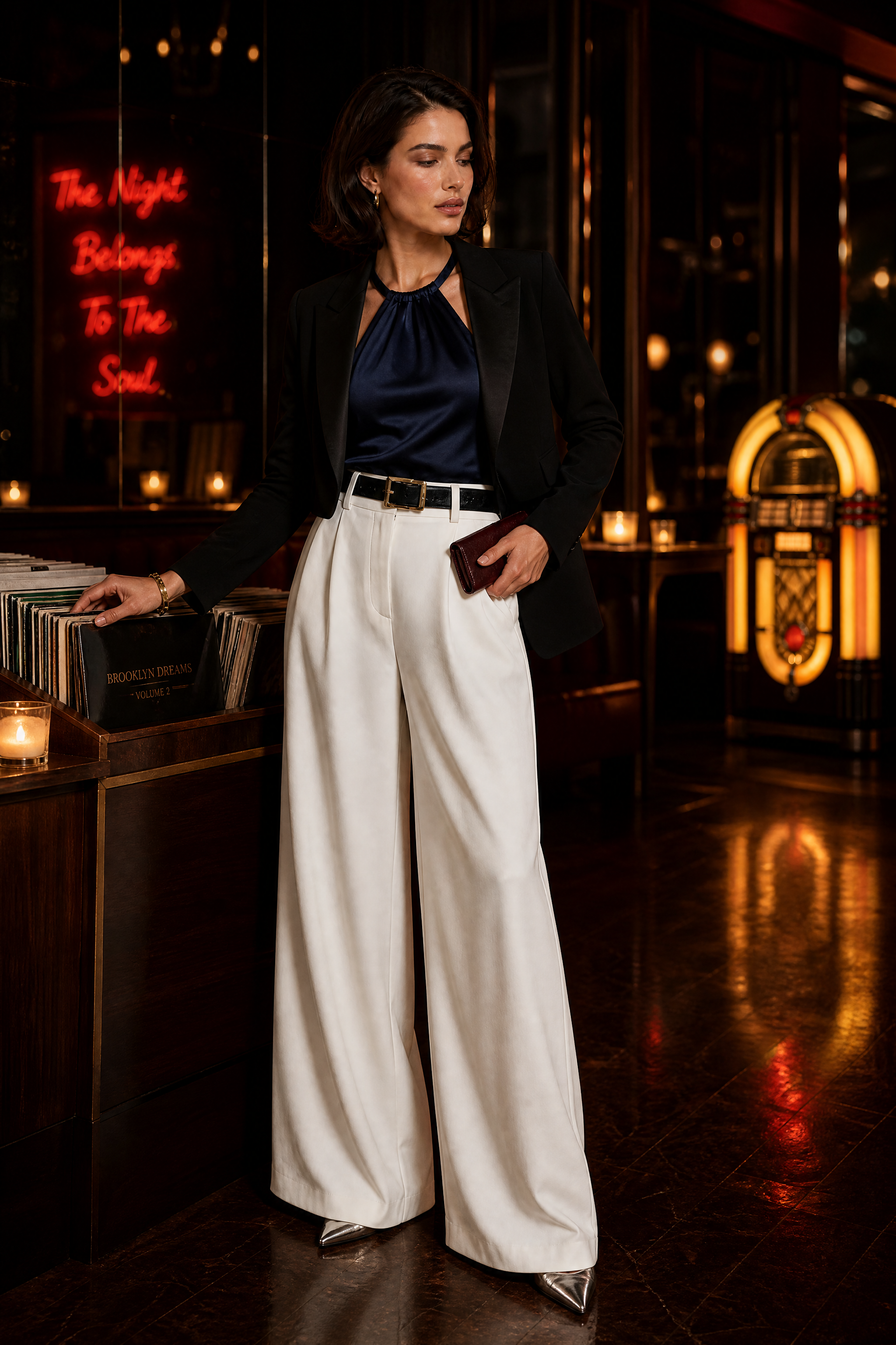 Pantalon taille haute jambes larges | Deuxième photo lifestyle | Lounelle Paris