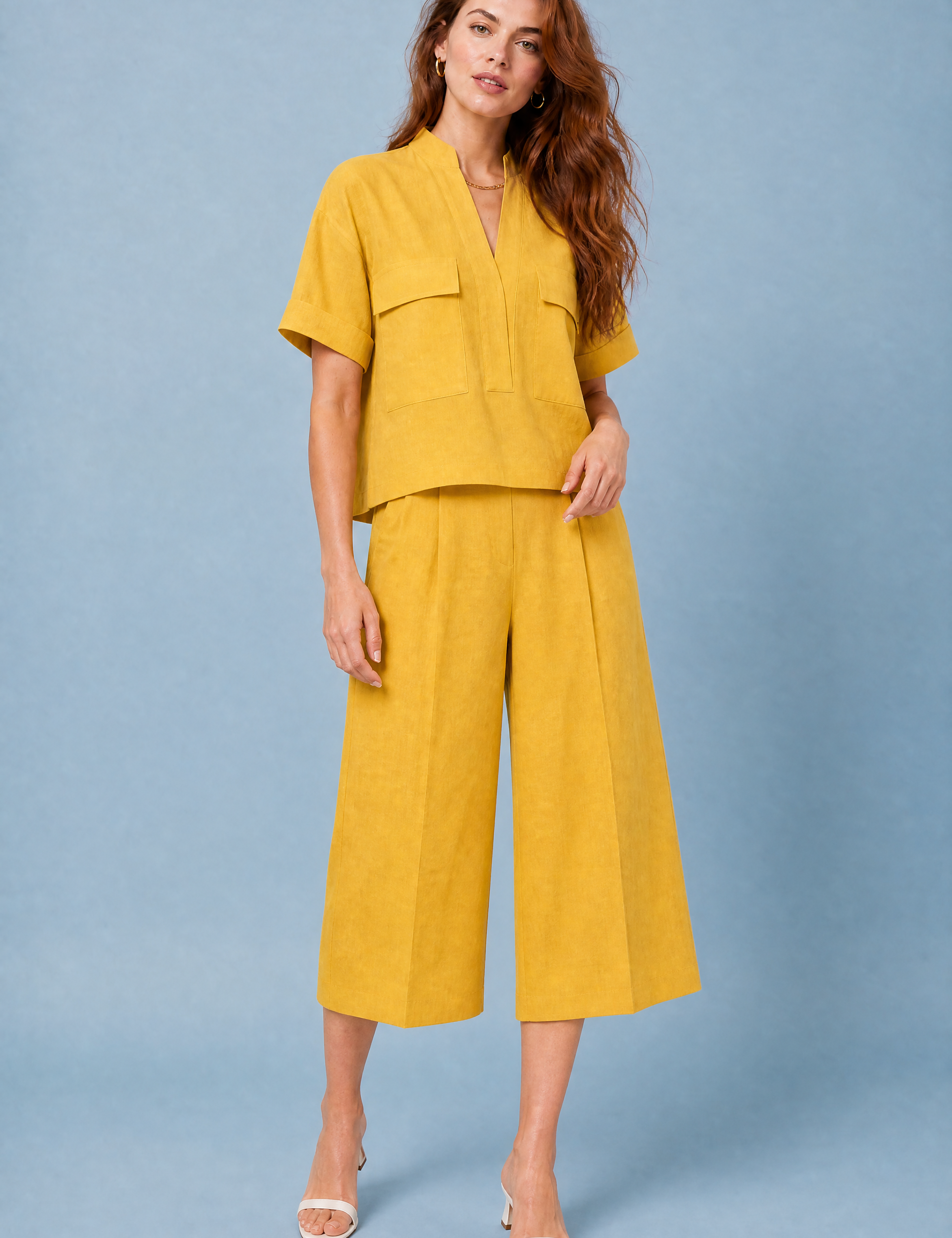 Ensemble deux pièces ample col V | Variante Jaune | Lounelle Paris