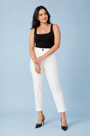 Pantalon droit taille haute 7/8 | Porté sur une autre silhouette | Lounelle Paris