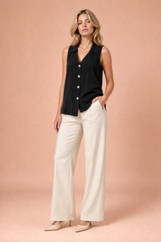 Blouse sansmanches col en V | Variante Noir | Lounelle Paris