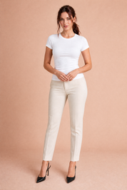 T-shirt col rond ajusté | Variante Blanc | Lounelle Paris