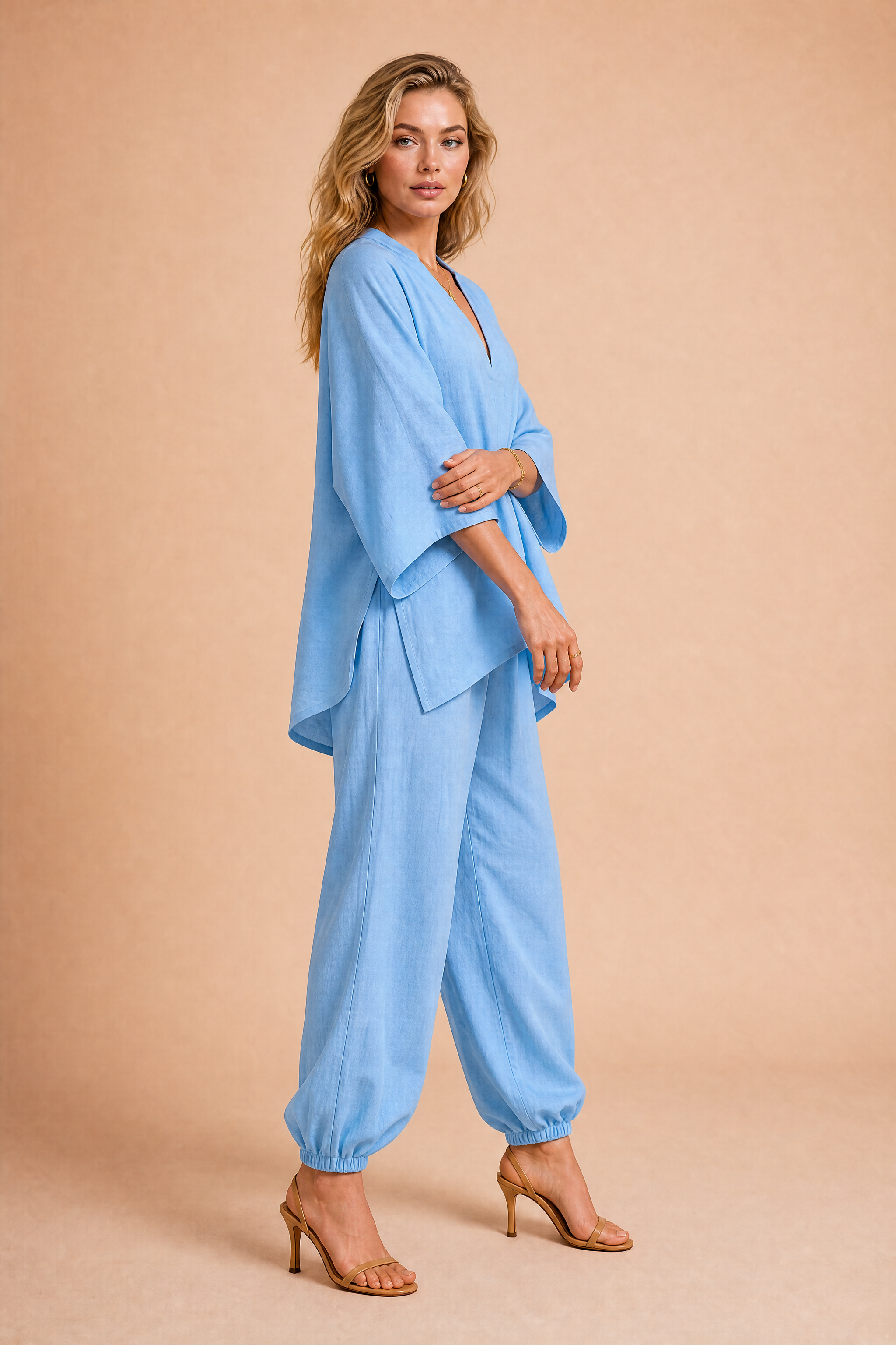 Ensemble fluide col V | Vue de profil | Lounelle Paris