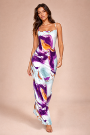 Robe longue imprimée dos nu | Vue en mouvement | Lounelle Paris