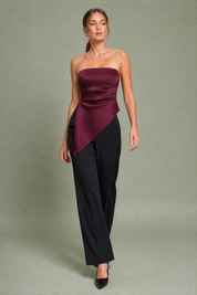Top bustier froncé asymétrique | Vue en mouvement | Lounelle Paris