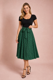 Robe bi-matière à pois | Vue de face | Lounelle Paris