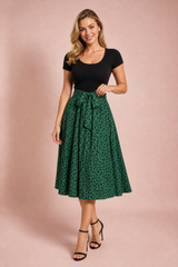 Polka dot dual-fabric dress